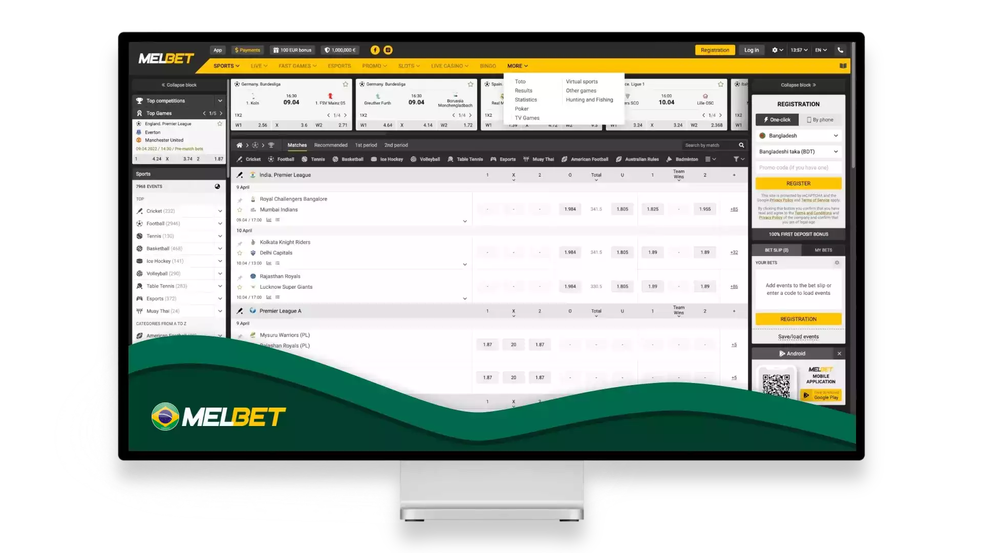 O site oficial da empresa de apostas Melbet
